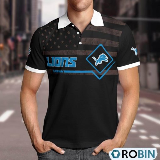 Detroit Lions American Flag Polo Shirt, Detroit Lions Merch