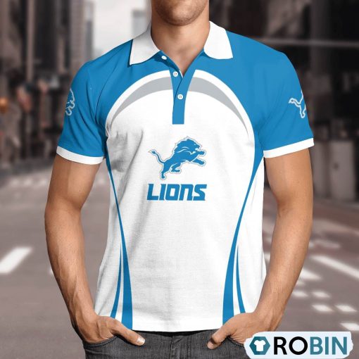 Detroit Lions Curve Casual Polo Shirt, Lions Fan Shirt