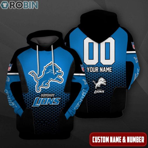 Detroit Lions Polygon Pattern Design 3D Hoodie