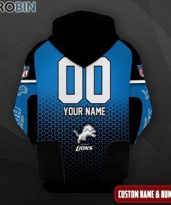 Detroit Lions Polygon Pattern Design 3D Hoodie