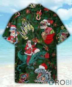 Dinosaur And Santa Enjoy Christmas Hawaiian Shirt Dinosaur And Santa Enjoy Christmas Hawaiian Shirt