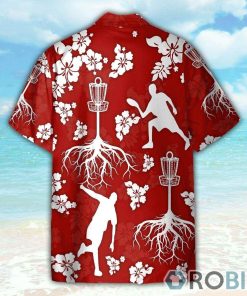 Disc Golf Tree Hibiscus Red Pattern Hawaiian Shirt