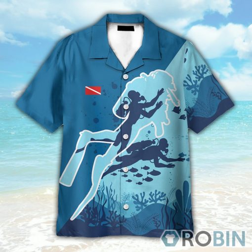 Diver Scuba Diving Button’s Up Shirts, Hawaiian Shirt