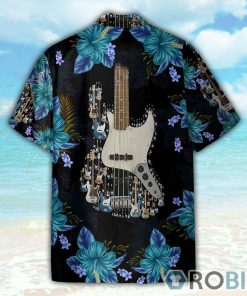 Electric Guitar Floral Tropical Pattern Hawaiian Shirt