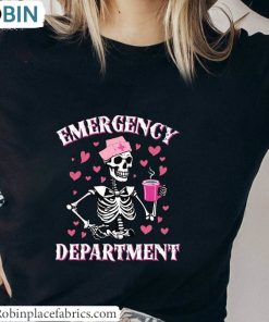 Emergency Department Valentine Shirt, Skeleton And Coffee T Shirt Crewneck