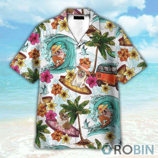 Enjoy Summer Surfing With Bull Dog Hawaiian Shirt