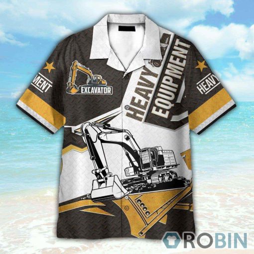 Excavator Heavy Equipment Hawaiian Shirt