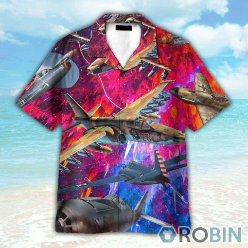 Explore Itineraries With Aircraft Watercolor Hawaiian Shirt