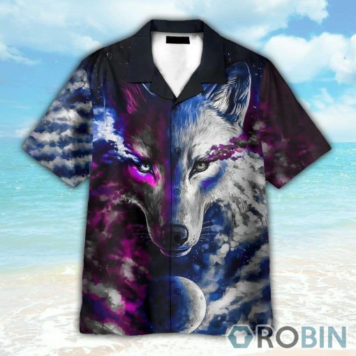 Fantasy Galaxy Wolf Hawaiian Shirt