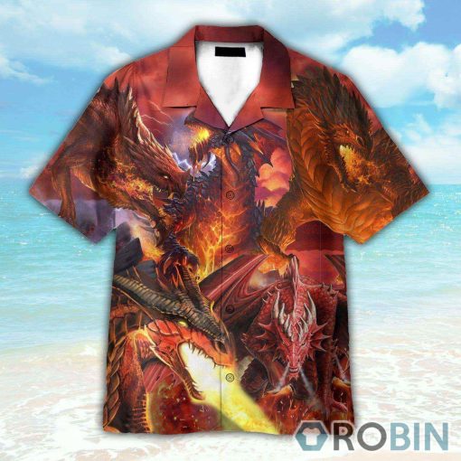 Flaming Dragon Button’s Up Shirts, Hawaiian Shirt