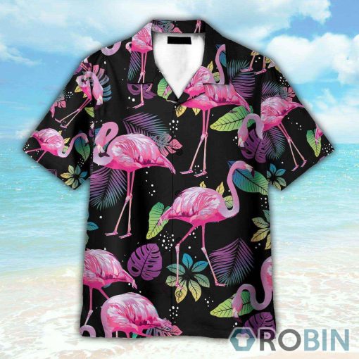 Flamingo Tropical Leaf Summer Hawaiian Shirt
