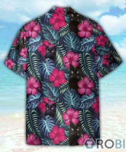 Floral Tropical With Black Cat Hawaiian Shirt