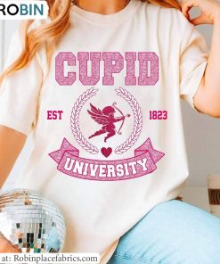 Funny College Short Sleeve , Neutral Cupid University Shirt Unisex Hoodie