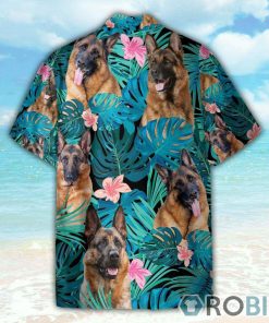 German Shepherd Dog Tropical Leaves Hawaiian Shirt