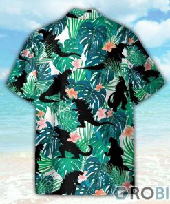 Godzillla Movies Tropical Leaves Pattern Hawaiian Shirt
