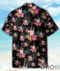 Grape Wine Bottle With Flower Tropical Jungle Pattern Hawaiian Shirt