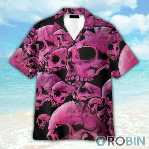 Graphic Purple Skull Hawaiian Shirt