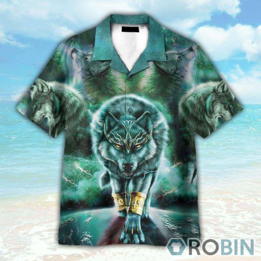 Green King Wolf Button’s Up Shirts, Hawaiian Shirt