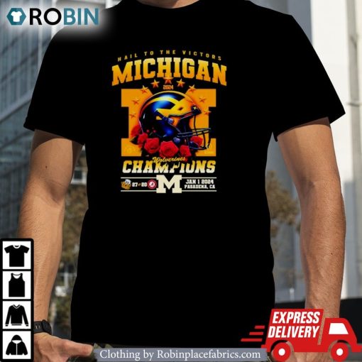 Hail To The Victor Michigan Wolverines 2024 Champions Helmet Shirt