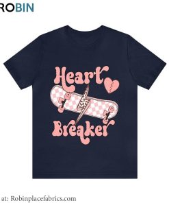 Heartbreaker Skateboard Shirt, Skateboard Valentines Short Sleeve Hoodie