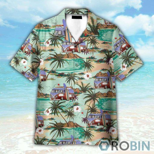 Hippie Campervans Caravan Beach Hawaiian Shirt
