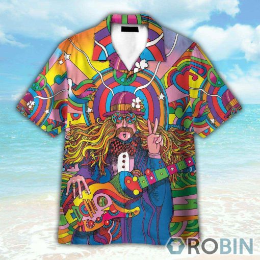 Hippie Colorful Psychedelic Guitar Hawaiian Shirt