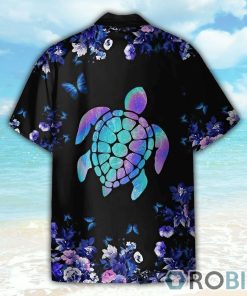 Holographic Turtle And Butterflies Hawaiian Shirt Holographic Turtle And Butterflies Hawaiian Shirt