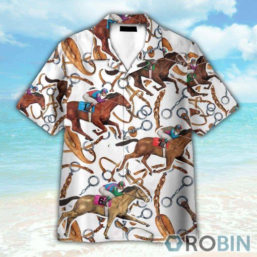 Horse Racing Colorful Horse Reins Pattern  Hawaiian Shirt