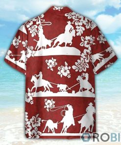 Horse Racing Cowboy Red Team Roping Hawaiian Shirt