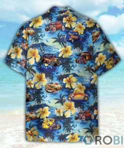 Hot Rod Car And Flowers On The Beach Hawaiian Shirt