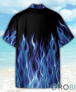 Hot Rod Car Blue Flame Pattern Hawaiian Shirt