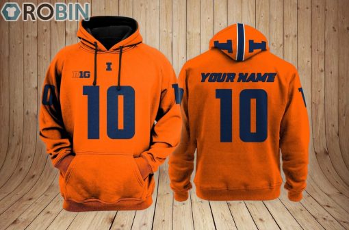 Illinois Fighting Illini football Hoodie Custom Name and Number