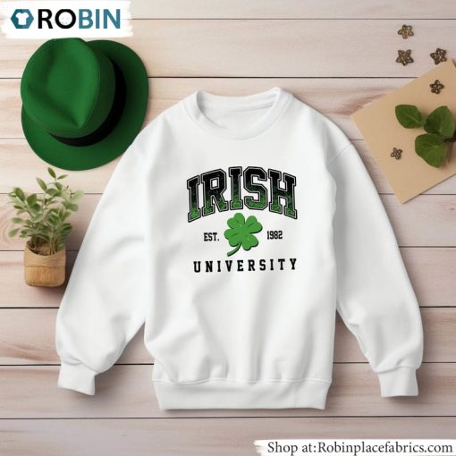 Irish University Shirt, University Shamrock Tee Tops Unisex Hoodie