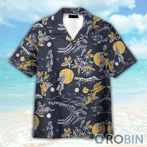 Jay Hernandez Hula Moon Retro From The Magnum PI Reboot Cosplay Costume Hawaiian Shirt
