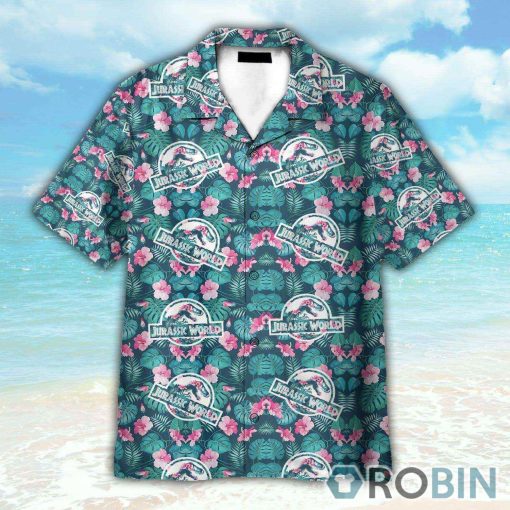 Jurassic World Movies Icon On Tropical Pattern Hawaiian Shirt