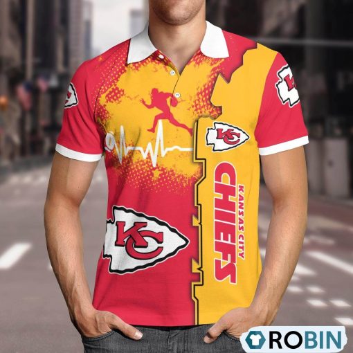 Kansas City Chiefs Heartbeat Polo Shirt, Chiefs Gifts