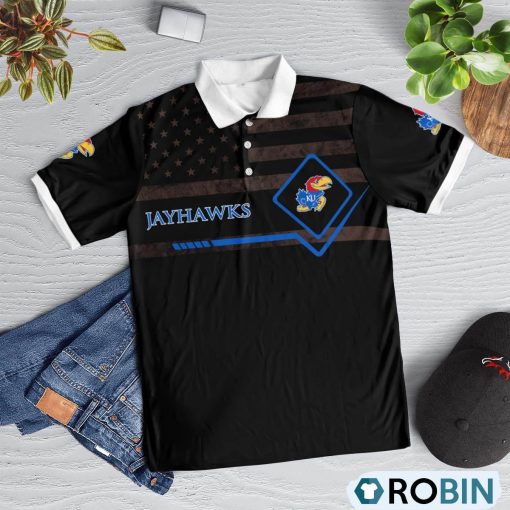 Kansas Jayhawks American Flag Polo Shirt, Kansas Jayhawks Clothing