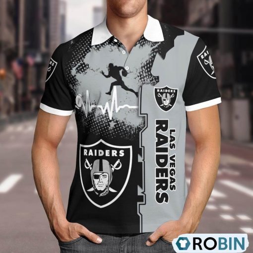 Las Vegas Raiders Heartbeat Polo Shirt, Raiders Gifts