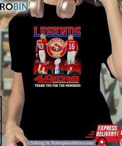 Legend 80 Jerry Rice And 16 Joe Montana San Francisco 49ers Thank You For The Memories Signatures Shirt