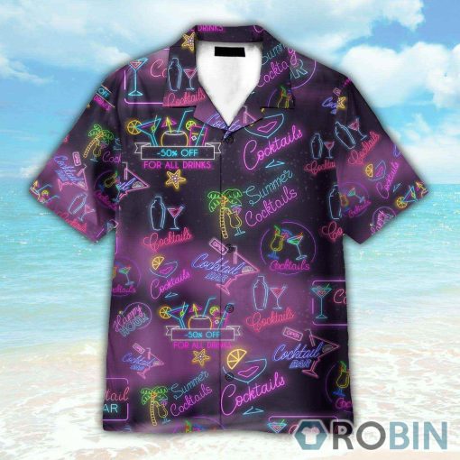 Let’s Drink Cocktail Neon Party Hawaiian Shirt