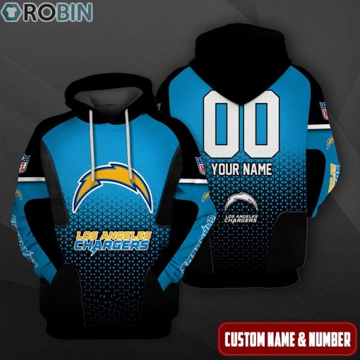 Los Angeles Chargers Polygon Pattern Design 3D Hoodie