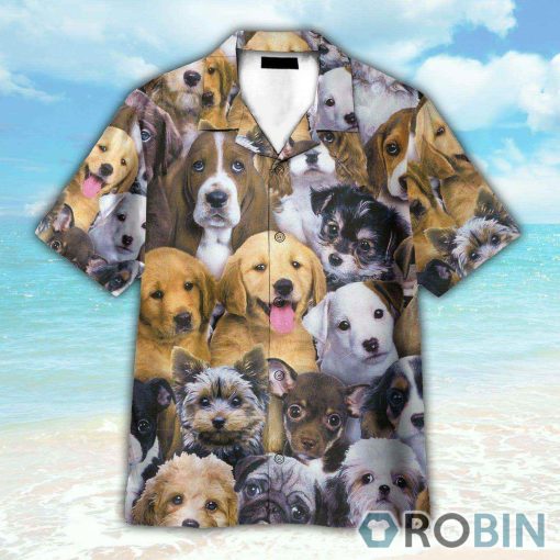 Lots Of Adorable Puppy Hawaiian Shirt