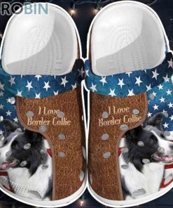 Love Border Collie Usa Flag 4Th Of July Dogs Crocs For Dog Love