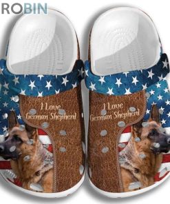Love German Shepherd Usa Flags Crocs For Dog Love