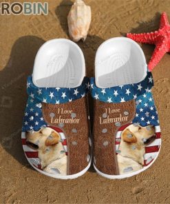 Love Labrador Usa 4Th Of July America Flags Crocs For Dog Love