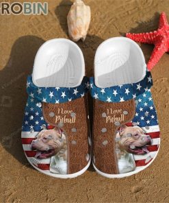 Love Pitbull Usa Flag, 4Th Of July Dog Crocs For Dog Love