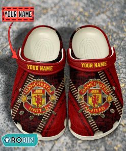 Manchester UnitedLeather Zip Design Crocs Shoes