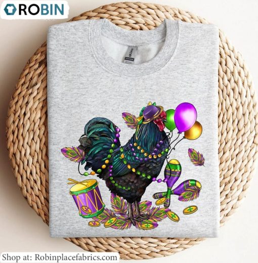 Mardi Gras Chicken Shirt, Mardi Gras Tank Top Long Sleeve