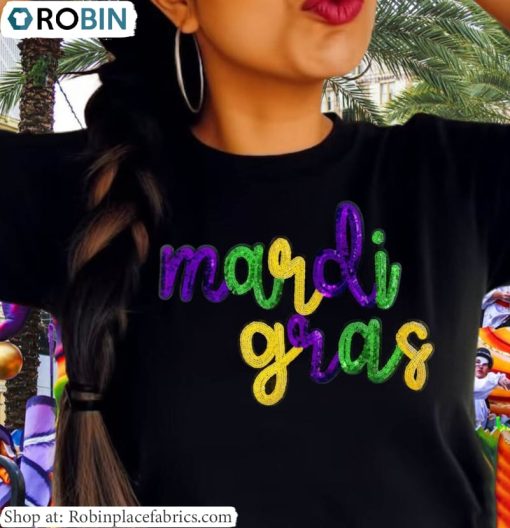 Mardi Gras Shirt, Neutral Mardi Gras Sequence Long Sleeve Short Sleeve