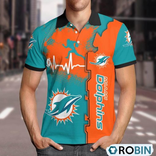 Miami Dolphins Heartbeat Polo Shirt, Dolphins Clothing